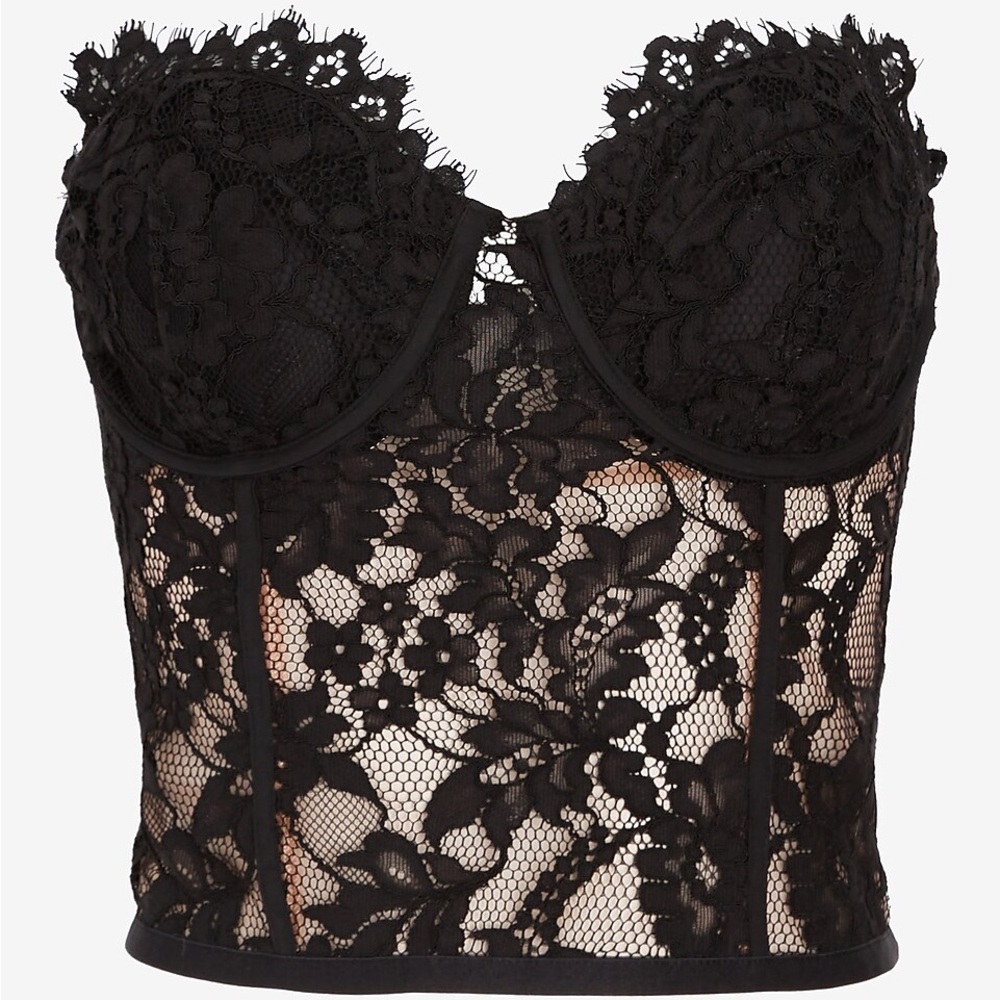 Express Black Lace Bustier Top